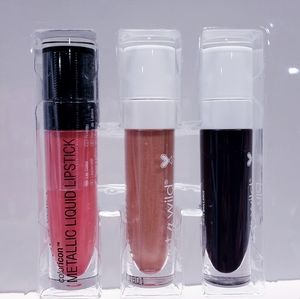 3X Wet N Wild MEGALAST LIQUID CATSUIT HIGH SHINE TRIO Lip Color Set, 0.20 oz